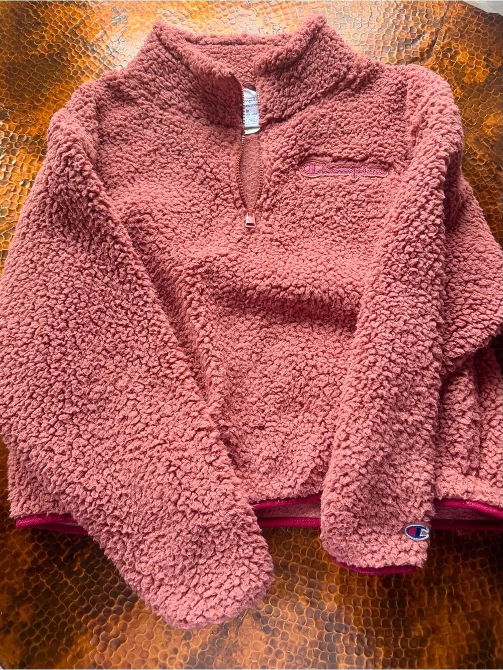 Champion Rose Pink Sherpa Quarter-Zip Pullover Jacket